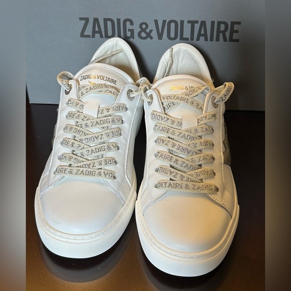 NIB Zadig & Voltaire LA Flash Sneaker 39 White Silver 8 - Picture 5 of 9